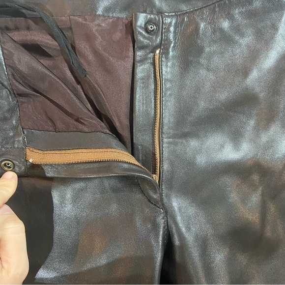 Red Kid Vintage Chocolate Brown Leather Pants Sz M - Picture 3 of 7